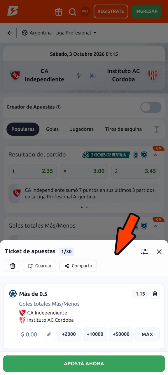 Comprueba tus cuotas acumuladas y revisa tu boleto de apuestas en Betano.