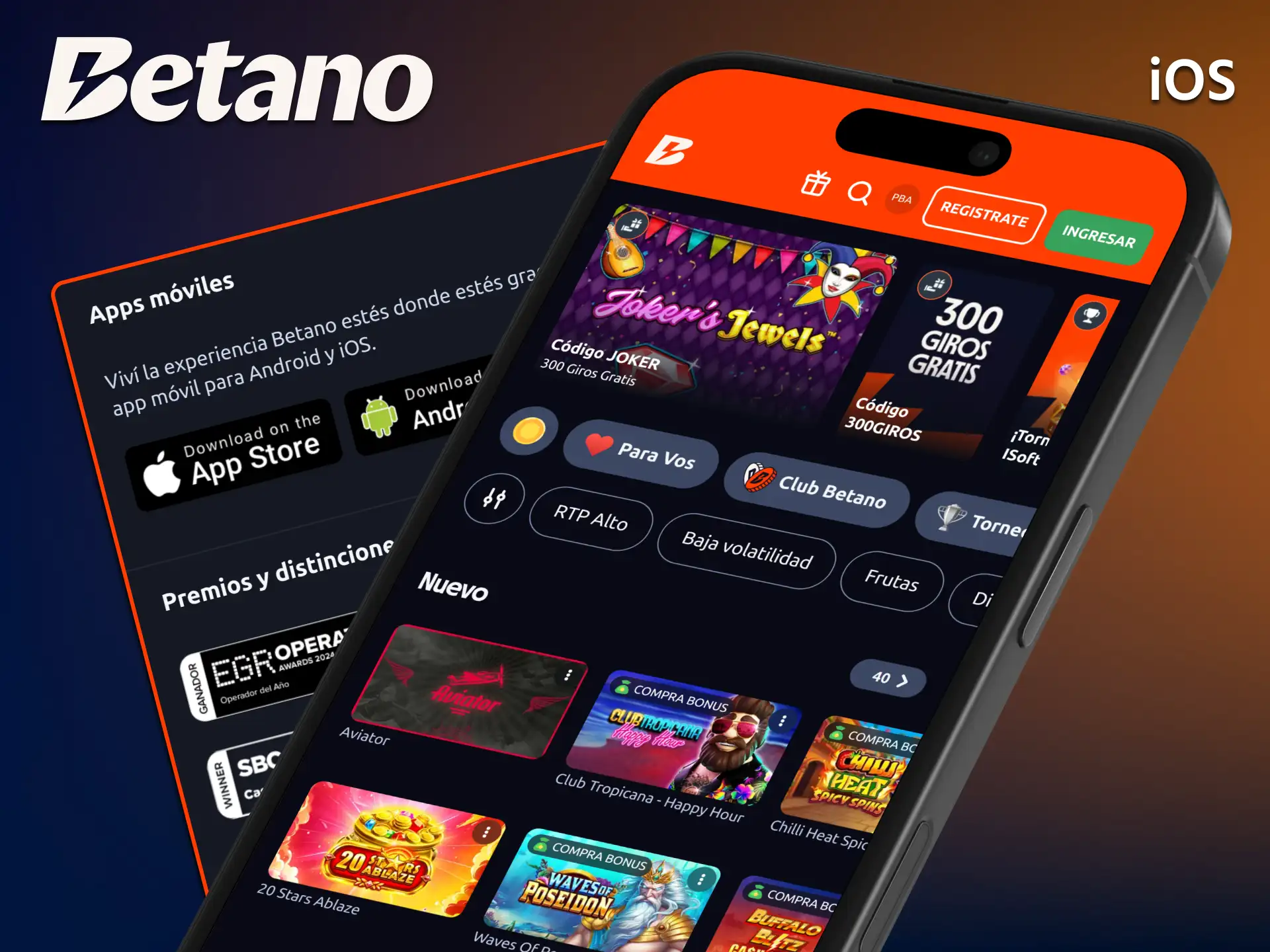 Descarga e instala la aplicación móvil de Betano para iOS.