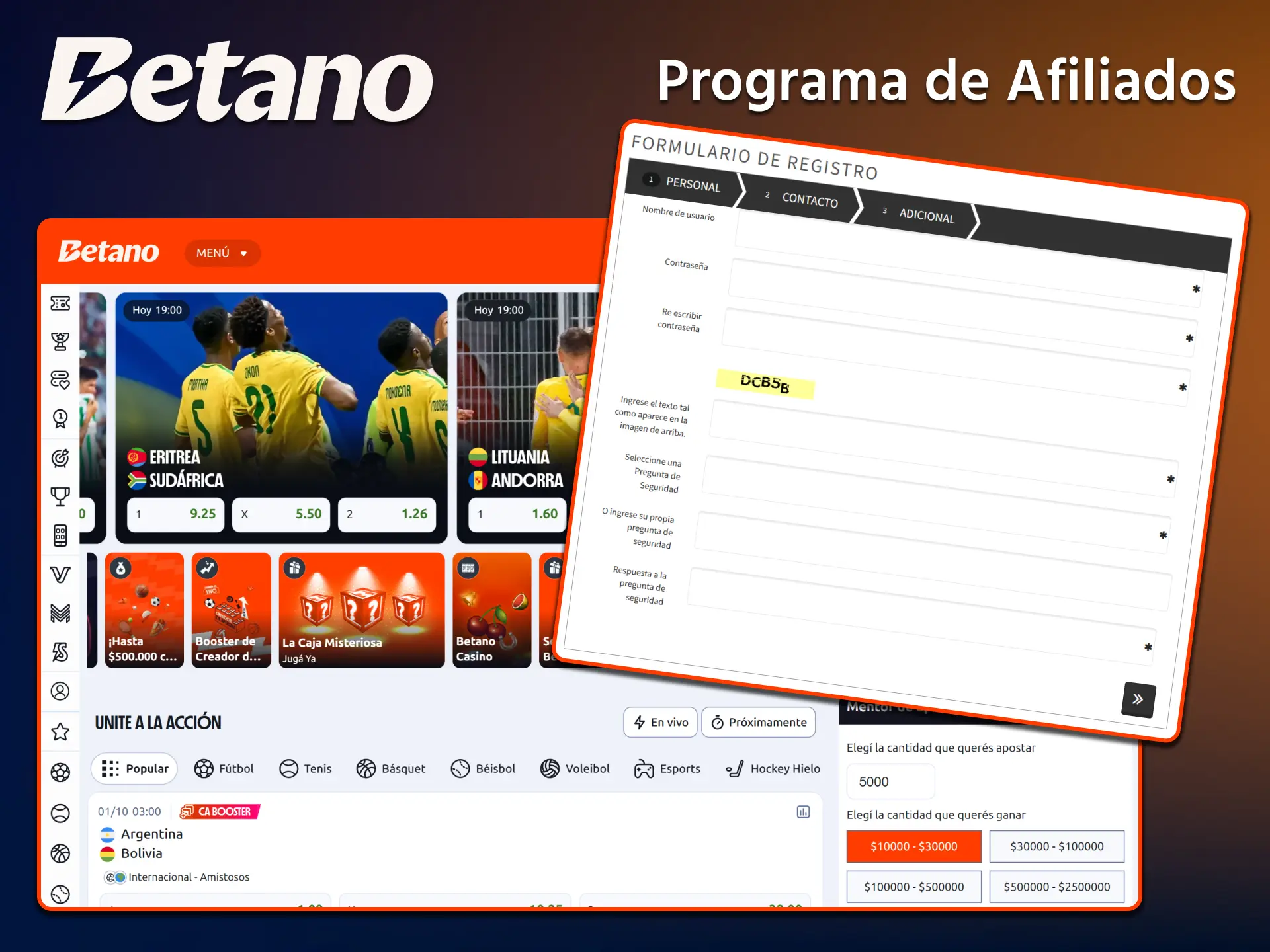 Promocioná la marca y generá comisiones recurrentes sumándote al Programa de Afiliados de Betano.